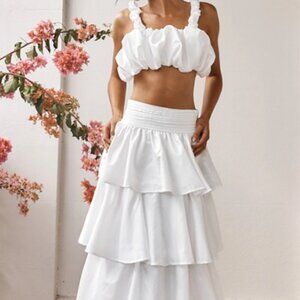 Selfie Leslie Set: Sozo Bubble Crop Top Ivory